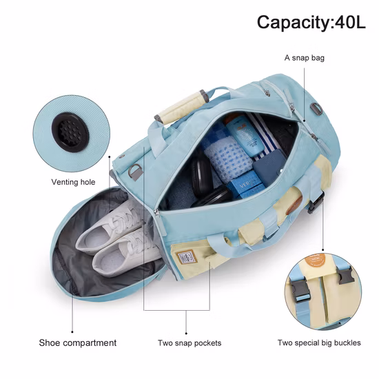 현대 세련된 싱글 더블 어깨 야외 스포츠 요가 피트니스 캐주얼 여행 핸드백 수하물 더플 백 (CY1805)